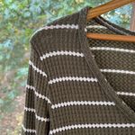 Anthropologie Eri & Ali Green & White Striped Ruffled Knit Top Size XS Photo 3