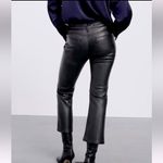 ZARA  Faux Leather CROPPED Trouser Flare Pants Jeans BLACK Size EU 32/0 NEW Photo 4