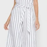 Banana Republic NWT  Linen Blend Wide Leg Striped Jumpsuit in White Black Sz 0P‎ Photo 0