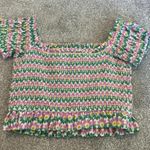 ZARA Pink Floral Smocked Cropped Top Size Small Photo 5