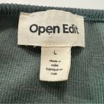 Open Edit  Green Henley Bodysuit | Size Large | Long Sleeve Organic Cotton Blend Photo 3