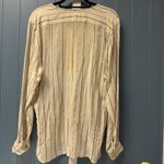 Escada Ivory Black Striped Blouse Silk Georgette Ruffle Long Sleeve Size 42 12 Tan Photo 6
