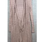Free People  Xs Pink Long Open Knit Cardigan Sweater Ribbed Cotton Blend Lightweight Photo 0