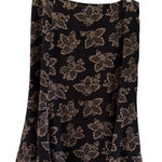 Ann Taylor  LOFT Black Floral Silk Midi Skirt Size 8 Tan Blue Flounce Photo 0