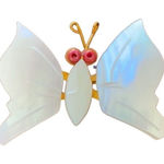 Vintage Delicate Mother of Pearl Butterfly Brooch Pin White Photo 0