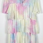 English Factory Shirring A Line Dress Tiered Ruffle Tie Dye Size Small Photo 1