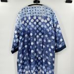 Oscar de la Renta  Pink Label Blue Polka Dot Batik Print Caftan Coverup Robe Photo 11