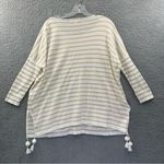 Lilly Pulitzer  Elba Sweater 3/4 Sleeve Tassels Pockets White Tan Striped Women S Photo 4