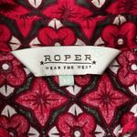 Roper Shirt Womens Medium Red White Geometric Floral Cowgirl Western Colorful Photo 8