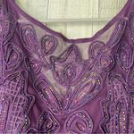 J’s Collections Size 10 Beaded Soutache Evening Gown Dark Plum Short Sle… Purple Photo 8