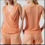 Athleta Breezy Wrap Tank Top Linen-like breathable - Orange Size L - NWT Photo 2