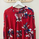 Free People  Button Neck Electric Orchid Tree Swing Tunic Dress Red Sz Sm… Photo 1