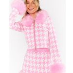 Show Me Your Mumu Zermatt Zip Up in Pink Houndstooth Faux Fur Jacket 3X NWT Photo 3