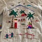 Vintage Lopez Mexican‎ Wool Open Tourist Coat Jacket Yarn Embroidered Tan Sz S/M Size M Photo 11