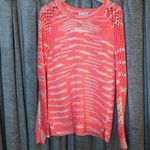 525 America  Pink Pink Open Knit Sleeve Wool Blend Crewneck Sweater Size Small Photo 1