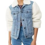 Rebecca Taylor LA VIE DENIM & FAUX FUR JACKET - LIGHT DENIM Size M Photo 0