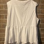 Chic White Eyelet Sleeveless Babydoll Blouse With Lace Accents Size 1X Photo 2