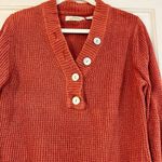 Natural Reflections  Orange Waffle V-neck Long Sleeve Sweater Medium Photo 2