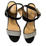 Brash  Women 11 Rhinestones Wedge Platform Heel Black‎ Open Toe Sandals  Party Photo 1