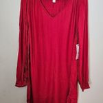 Treasure & Bond Dress Long Sleeve Red V-Neck Viscose Casual Solid Neutral Photo 9