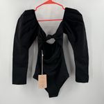 Anthropologie ENCANTADORE Celia Swimsuit Small NWT One Piece Black  Swim Bodysuit Photo 4