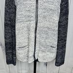 Talbots Sweater Womens Sz M Sparkly Full Zip Colorblock Pockets Gray Navy Photo 2