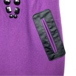 Etcetera  Beaded Neckline Sleeveless Wool Sheath Pockets Black Purple Size 2 Photo 4