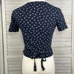 Brandy Melville  Cottage Floral Wrap Top Navy/White-OS Photo 1