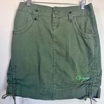 Vans  Army Green Drawstring‎ Cinch Embroidered Skull Motif Skirt Y2K Photo 0