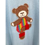 Hanes VTG 80s Sew Goes It Teddy Bear Rainbow Sweatshirt M Blue USA Made Photo 1