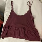Urban Outfitters  Burgundy Peplum Babydoll Spaghetti Strap Tank S Crop Top Casual Photo 3