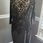 Jones New York  Grey Black Floral Cowl Neck Bodice Lined Stretch Sheath dress 6 Photo 0