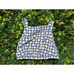 ZARA  Blue Yellow White Geometric Print Open Back Tank Size Large Photo 3