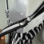 One Piece Black White Striped V Neck Photo 4