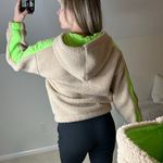 Forever 21 : Tan Sherpa Quarter Zip Pullover with Neon Green Accents Photo 2