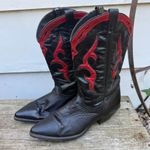 Dingo Vintage Black Red Point Toe Cowgirl Western Saloon Girl Boots Size 8 1/2M Photo 5
