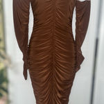 Sabora Brown Bodycon Dress with Bell Sleeves and Sweetheart Neckline Size M Photo 0