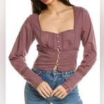 Free People NWT  Joi Eyelet‎ Crop Blouse in Roan Rouge Size Small Photo 1
