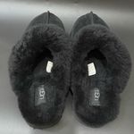 UGG  Disquette Black Suede Leather Plush Sheepskin Platform Slippers Size 8 Photo 4