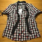 Unique Vintage NWT  cherry gingham blouse xl Photo 0