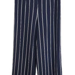 Madison Navy Stripe Wide Leg Pants NWT Size 4 Preppy Striped Dress Pants Blue Photo 0