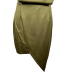 Elliatt  Camo Asymmetric Satin Halter Dress in Khaki Green Photo 8