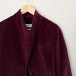 PARCO | Burgubdy Wine Maroon High Neck Velvet Blazer Jacket | Size Medium Red Photo 0