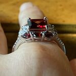 Red Labradorite Vermelho Red Garnet Sterling Silver Ring Size 8.75 Photo 1