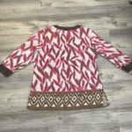 JM Collection 100% Linen Pink, Brown & White Abstract Print Tunic Size 14 Photo 12