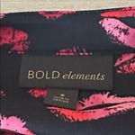 Bold Elements  Pink and Black Lip Print V-Neck Blouse Photo 4