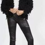 ZARA  Black Celebrity Faux Suede Biker Moto Zip Skinny Jeans S Photo 0