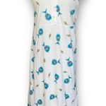 Vintage 90s White Cotton Maxi Shirt Dress Fish Seashell Shell Print Sleeveless Size M Photo 0