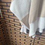 Free People  Tan And White Checkered Sweater Size Medium Photo 3