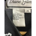 Diane Gilman Y2K  100% Silk Black Button-Up Long Sleeve Shirt Bead Detailing Sz M Photo 7